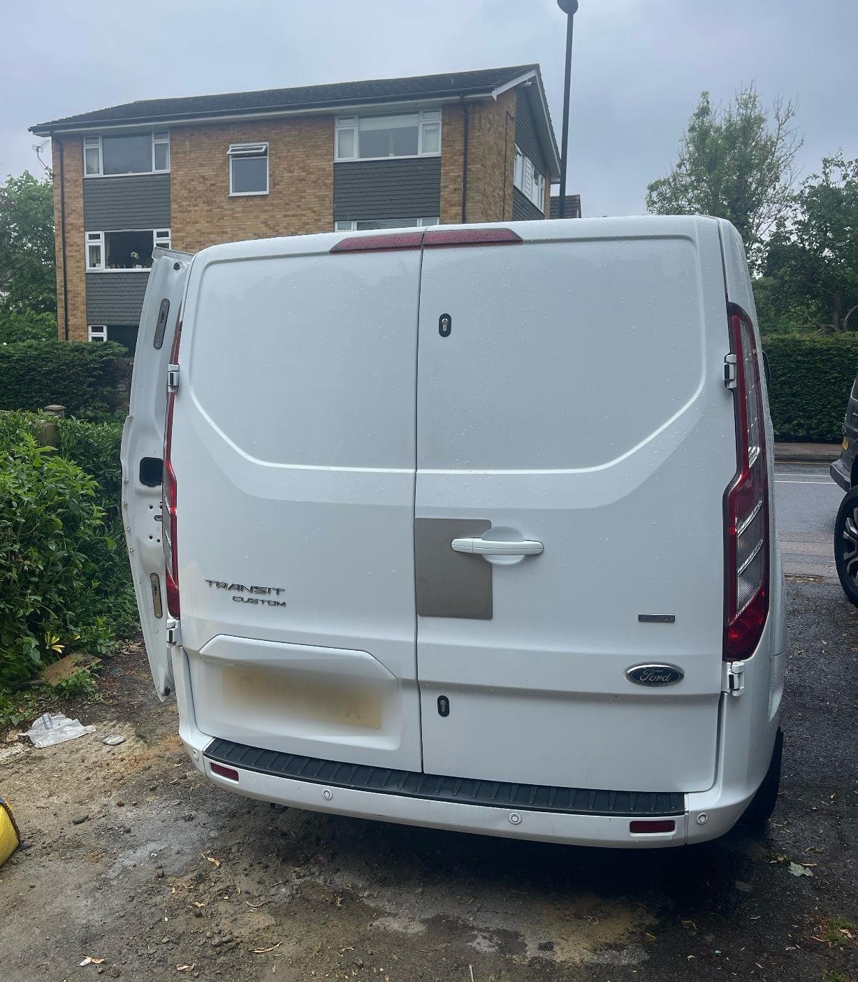 Hook deadlocks fitted to both rear doors of a Ford Transit Custom